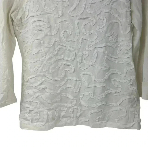 Cable & Gauge Women's M White Long Sleeve Swirl Design Blouse - Picture 4 of 7